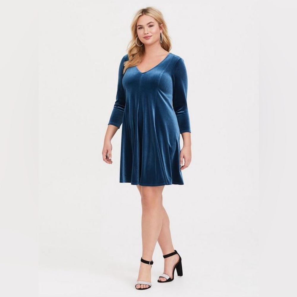 Torrid 4X Teal Velvet Dress